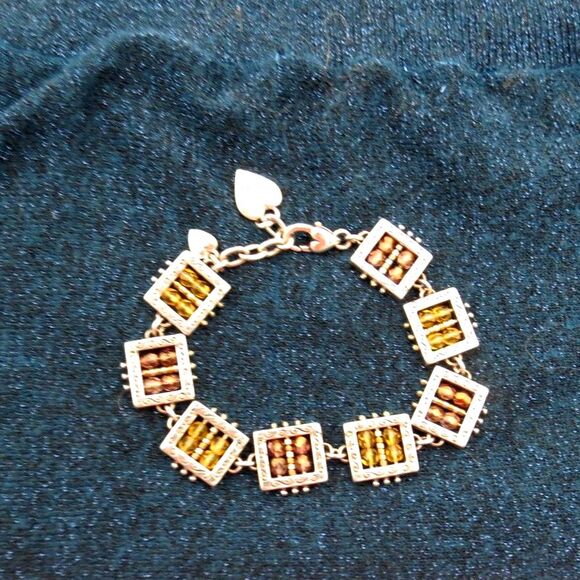 Brighton Jewelry - Vintage Brighton Abacus Panel Link Bracelet Y2K EUC